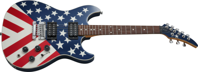 American Flag Electric Guitar Music Instrument Rock and Roll Star Spangled Banner Design