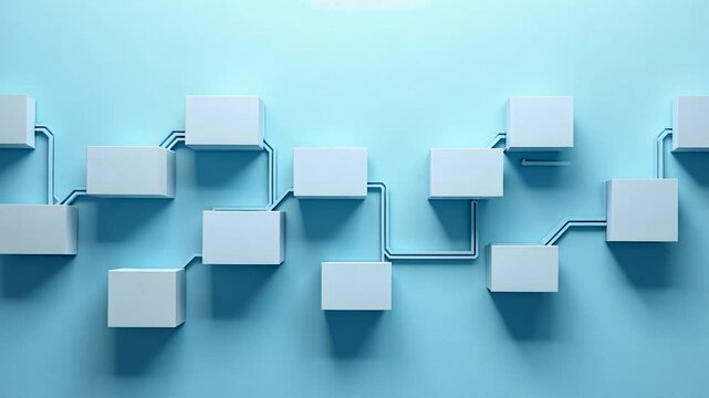 Connected Cubes on Light Blue Surface