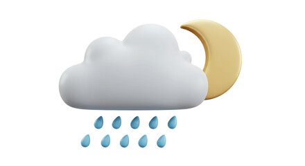 Isolated Moon with Cloud and Raindrops