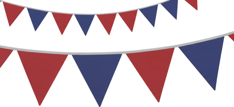 Festive Red and Blue Triangular Bunting Flags Party Decoration