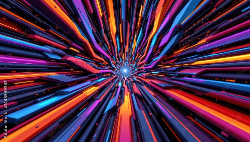 Poster a visually striking 3d abstract design comprised of sleek lines and geometric shapes, pulsating with