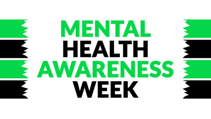 Mental Health Awareness Week text with side lines on a White background. Which is observed every year in May to celebrate Mental Health Awareness Week.