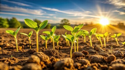 Soybeans emerge from corn residue and cereal rye, their sprouts reaching for sunlight , cereal rye, seeds
