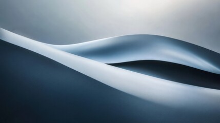 Minimalist abstract design with smooth gray curves flowing gracefully over a white background made with Generative AI technology