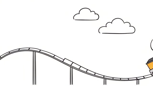 animated line figure character riding a rollercoaster