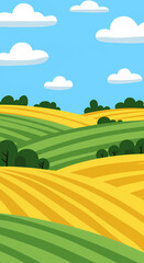 Obraz premium Gentle Rolling Fields in Simplified Color Blocks for Phone Wallpaper. Generative AI