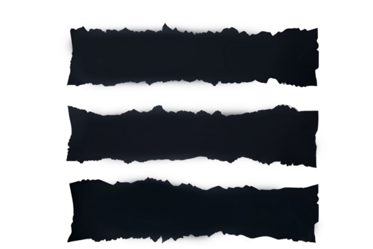 set of torn paper banners isolated on transparent background