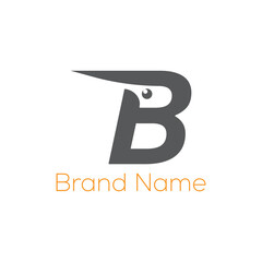 Abstract business logo design uses a vector circle as a technology concept symbol for a modern company icon. B bird logo.