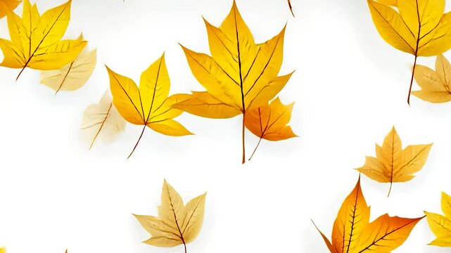 Autumn Leaves Border on White Background