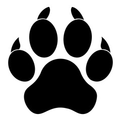 Simple dog paw  black silhouette vector logo or icon design isolated on transparent background