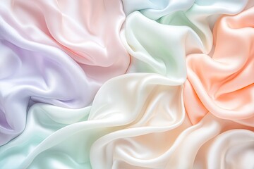 Fototapeta premium Soft pastel silk drapes in flowing folds