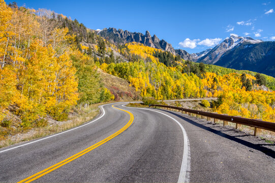 Winding road through the San Juan Moauntains of Colorado