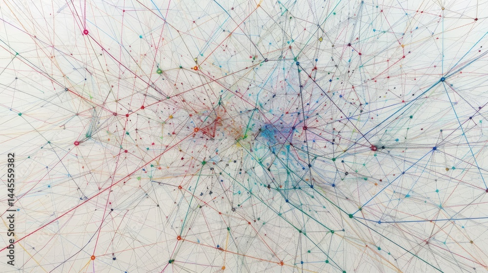 Poster abstract polygon data connect in seamless pattern with digital technology style design. particle con