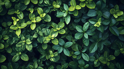Green Leaves: A dense arrangement of vibrant green leaves, evoking a sense of freshness and the raw beauty of nature's design. An ideal illustration of flourishing plant life.