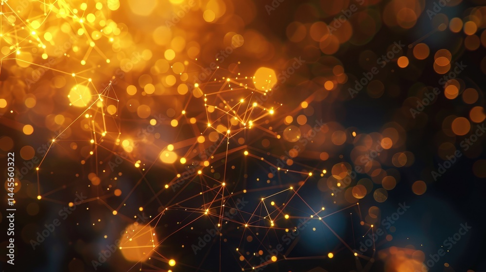Poster explore the ethereal beauty of pulsating golden nodes in a celestial expanse, creating a mesmerizing