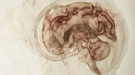 Obraz premium Detailed Illustration of Human Anatomy Featuring Blood Vessels and Organs