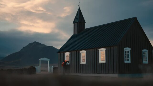 Man Visiting Iceland's Iconic Black Church