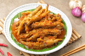 Ceker Mercon. Spicy Chicken Feed are a spicy dish made from chicken feet cooked with spicy spices
