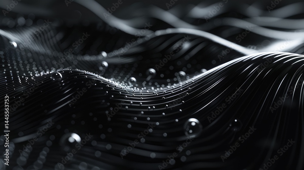 Poster this stunning abstract image features futuristic technology-inspired waves, creating a sleek and dyn