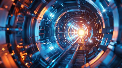 Fototapeta premium Conceptual fusion reactor generating limitless energy through nuclear fusion