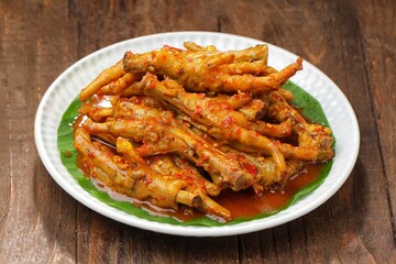 Ceker Mercon. Spicy Chicken Feed are a spicy dish made from chicken feet cooked with spicy spices