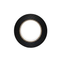 Floating black thermal insulation tape, front view, on a solid white background