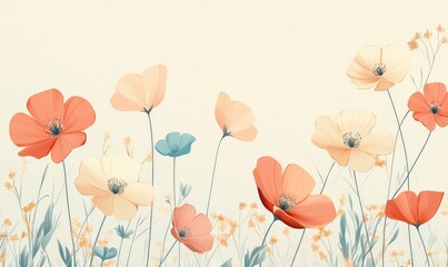 Elegant spring sale banner with pastel blooming flowers and soft gradient background. AI generated illustration.