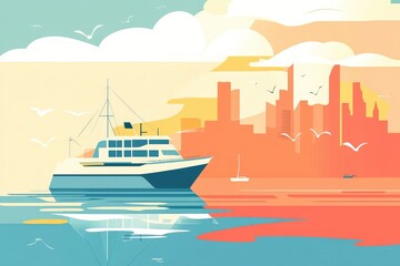 Fototapeta premium Flat style business concept illustration for modern corporate visuals. AI generated illustration.