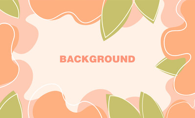 Abstract green background with floral motifs, smooth lines, leaves, flowers. Suitable for web design, social media, posters, packaging