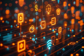 innovative concept of Internet of Things (IoT) is brought to life through a visually captivating representation of various device symbols, showcasing limitless possibilities and connectivity that this