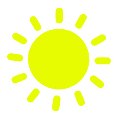 Bright yellow sun with rays, sunshine, energy, warmth, summer, and weather