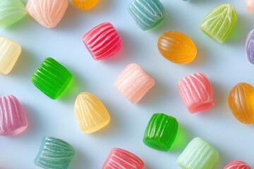 Obraz premium Assorted Hard Candies on Blue Background