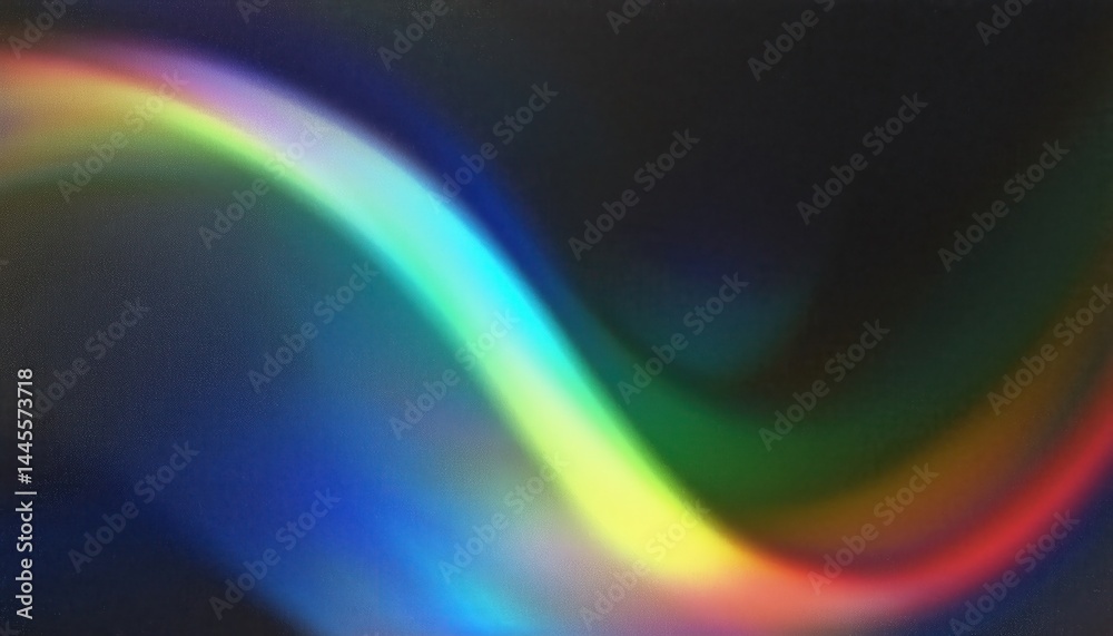 Poster vibrant rainbow light wave on dark background for digital art, web design, abstract branding, print 