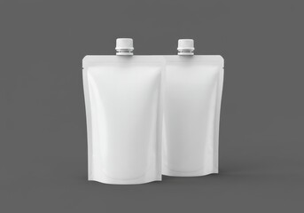 Two white stand up pouch mockup with cap