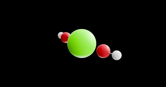 Calcium hydroxide molecule, rotating 3D model of e526, looped video on a black background