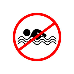 No Swimming Sign  Red Prohibition stop sign Red circle warning and no entry