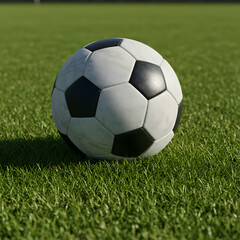 Fototapeta premium Soccer Ball on Grass: High-Resolution Image