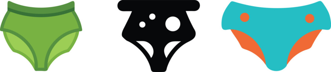 Minimal Underwear Bottom Vector Icon Set - Lingerie & Fashion Design