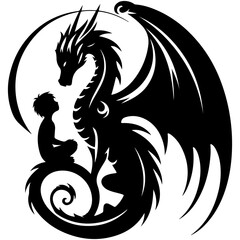 A mother is always a mother, no matter who she is. Every mother loves her child. So here I created a vector illustration of a dragon and her baby.