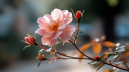 Peach bloom greets golden sunrise