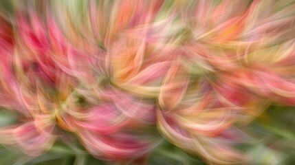 A vibrant, abstract portrayal of blossoming tulips in motion.