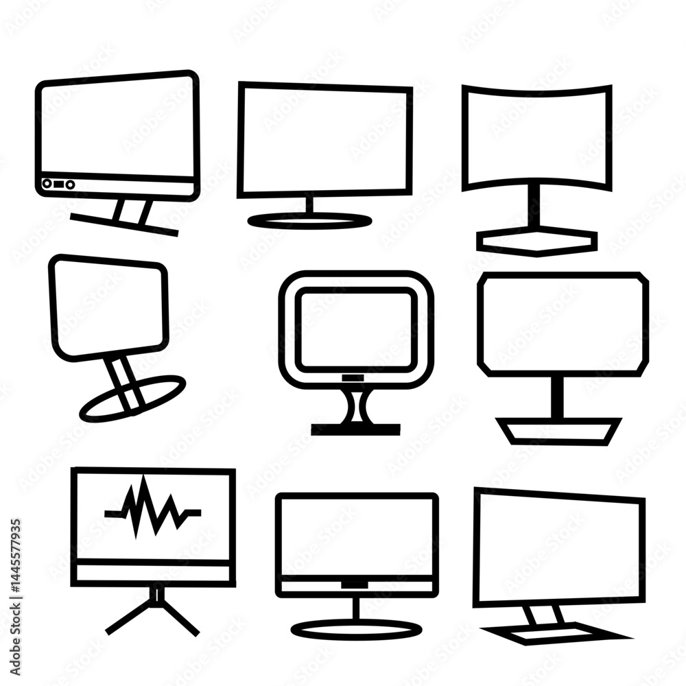 Fototapete simple computer icon set in various shapes. computer monitor screen flat icon for apps and websites.