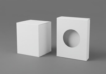 Fototapeta premium Two white box mockup with a round hole