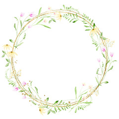 Watercolor flower frame vector for design.