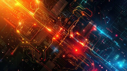 Obraz premium Abstract digital shape or line of technological cyber style particle design connect in surreal electric style shape designing. High tech scene express mysterious pattern perfect for wallpaper. AIG53.