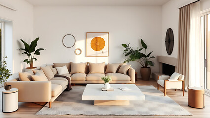 modern living room with fireplace