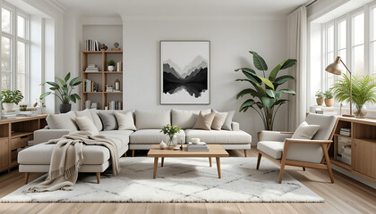 modern living room with fireplace