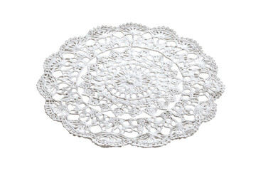 Elegant handmade crochet doily intricate lace design delicate white cotton circular shape soft