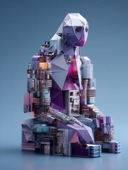 Surreal ai creature portrait digital studio 3d art futuristic close-up