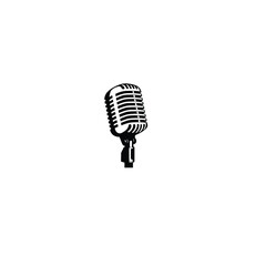 Fototapeta premium retro microphone silhouette on white background